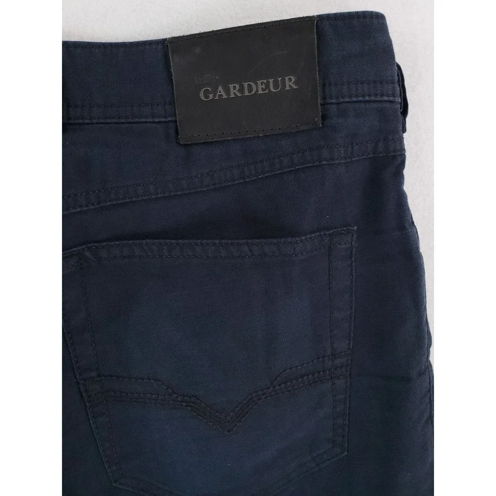 Atelier Gardeur Pants Mens 35x32 Navy Blue Nevio 1 Regular Straight Linen Blend